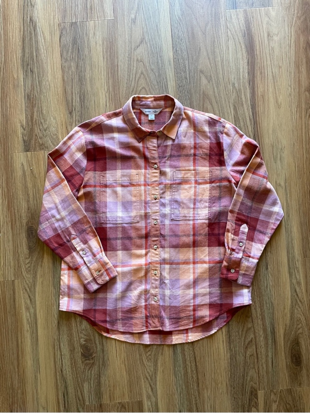 Old Navy Pink Plaid Boyfriend Shirt